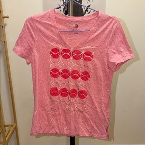 Tommy Hilfiger Pink Circle Graphic V-Neck Tee